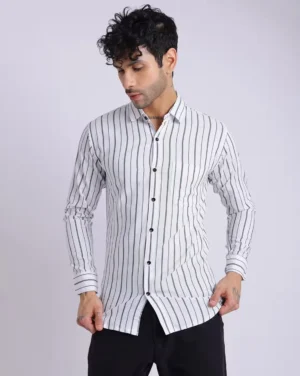 Contemporary Vertical Striped Casual Shirt — Sophisticated Comfort & Timeless Appeal